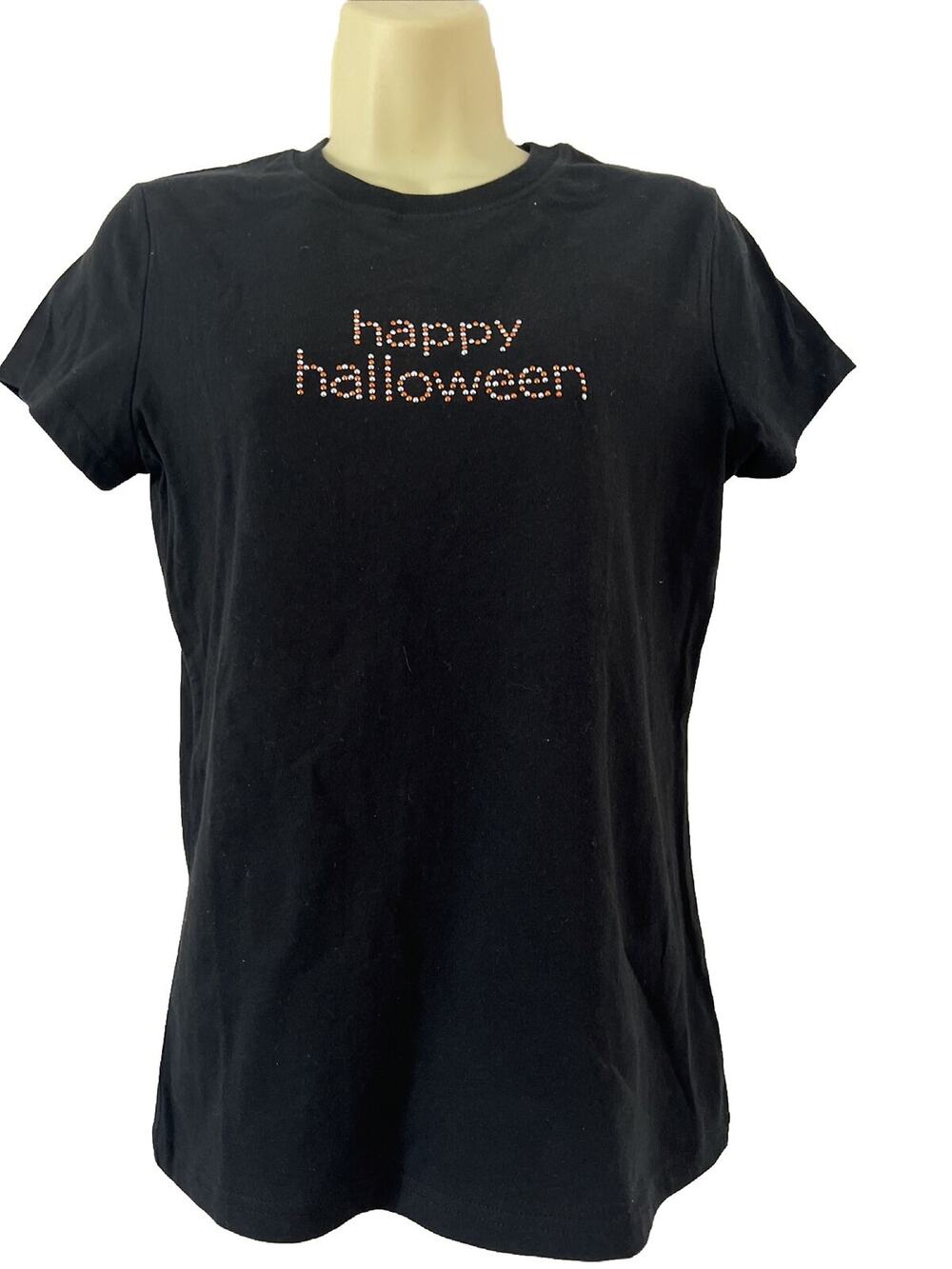 Halloween Tee Shirt Stud Embellished Black Woman Size Medium Short Sleeve Target